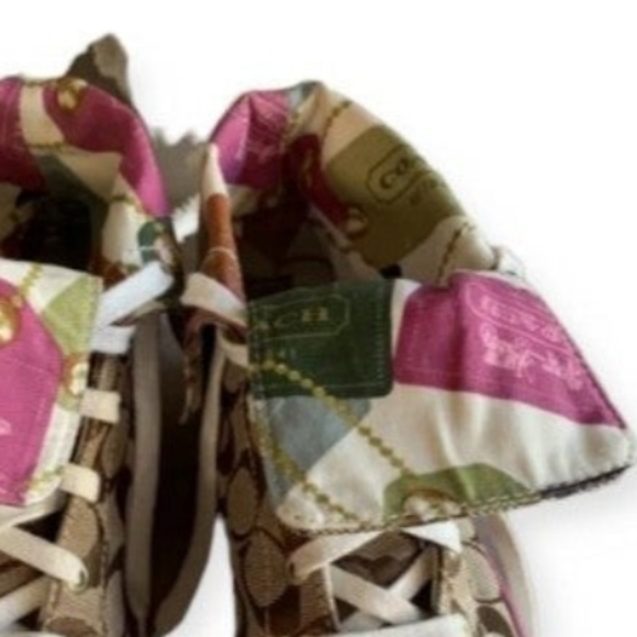 COACH Bonney Poppy Signature Logo Foldover High Top Sneakers EUC - Picture 6 of 11